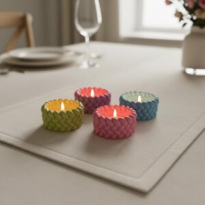 Toptan 4’lü Renkli Tealight Mumluk Seti