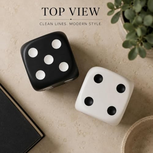 Toptan Siyah Beyaz Dekoratif Zar Seti 2’li 9 cm Modern Ev Dekoru