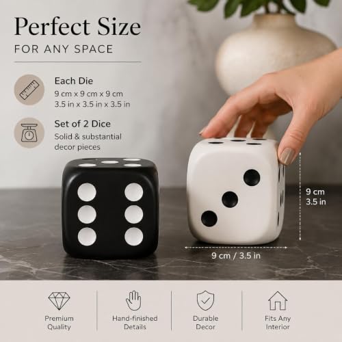 Toptan Siyah Beyaz Dekoratif Zar Seti 2’li 9 cm Modern Ev Dekoru