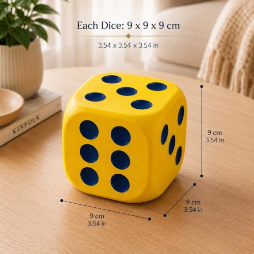 Toptan Sarı Lacivert Dekoratif Zar Seti, 2 Adet 9 cm Masa Üstü, Raf ve Oda Süsü