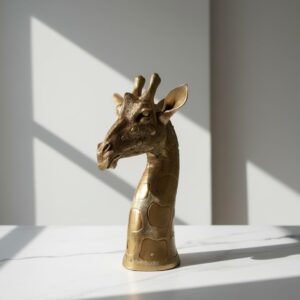 Altın Zürafa Biblo, 30 cm Büyük Boy Dekoratif Heykel, Reçine Malzeme, Modern Salon ve Masa Üstü Dekoru