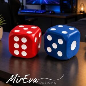 Kırmızı Mavi Dekoratif Zar Seti 2'li 9 cm Modern Ev Dekoru