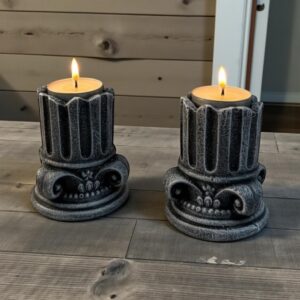 Mireva Yunan Sütunu Taş Mumluk Seti 2’li – 9 cm Tealight Şamdan, Dekoratif Obje