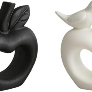 Dekoratif Kuş Heykeli Seti – Siyah Beyaz Modern Biblo, Minimalist Masa Dekoru, Taş Tozu El Yapımı Heykel, Ev Dekorasyonu & Hediye, 12 cm